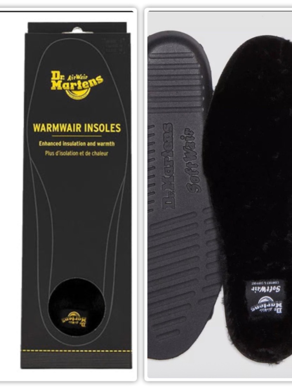Dr. Martens DM Doc Martens Black Warmwair Warm Wear Fuzzy Winter Insoles Mens 11